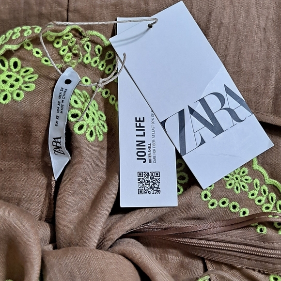 NWT Zara Linen Embroidered Dress - Picture 9 of 10